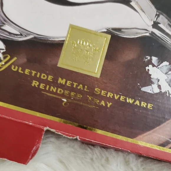Vintage Lenox Yuletide Metal Reindeer Servewear Tray - Picture 10 of 12